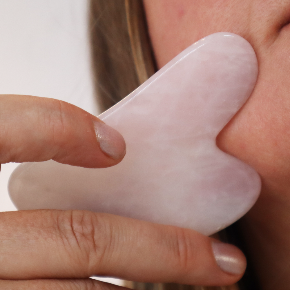 Pembe Kuvars Gua Sha Yüz Masaj Taşı